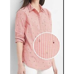Gap Boyfriend Popover Shirt With Multi Color Arrows Print Size S Small